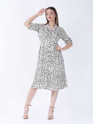 Raus Fashion Women A-line Black Below Knee Dress