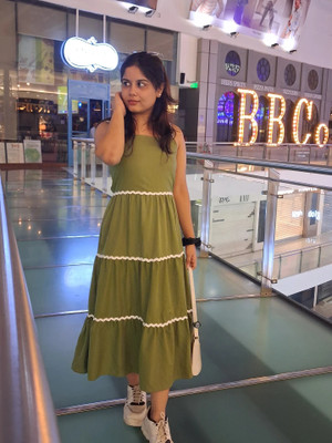 amar fashion Women Bodycon Green Knee Length Dress