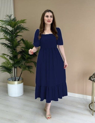 Kismat Fashion Women A-line Blue Midi/Calf Length Dress