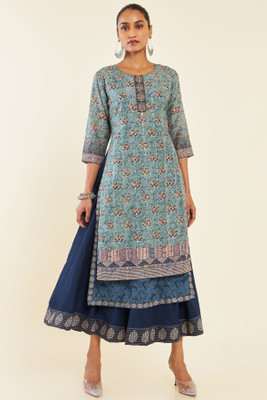 soch Women Fit and Flare Multicolor Midi/Calf Length Dress