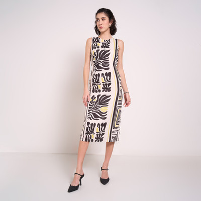 Annabelle by Pantaloons Women A-line White Below Knee Dress