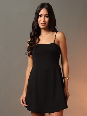 METRONAUT Women Fit and Flare Black Mini/Short Dress