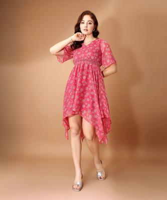 FashFun Women Fit and Flare Multicolor Above Knee/Mid Thigh Length Dress