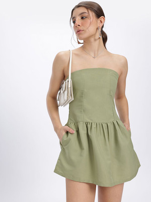 Glitchez Women Bandage Green Mini/Short Dress