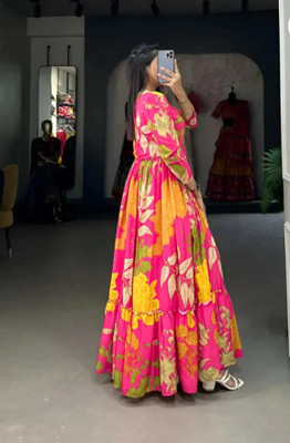keshavi designer Women Gown Pink Maxi/Full Length Dress