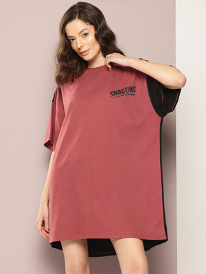 Kook N Keech Women T Shirt Red Above Knee/Mid Thigh Length Dress