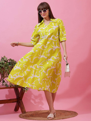 Seek By Sheetal Women A-line Light Green Midi/Calf Length Dress