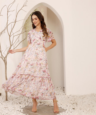 Miss Chase Women Wrap Multicolor Maxi/Full Length Dress