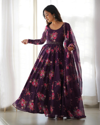Femvy Flared/A-line Gown(Purple)
