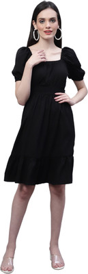 MARC LOUIS Women Fit and Flare White Knee Length Dress