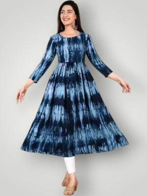 fashionstreet Women Gown Blue Knee Length Dress