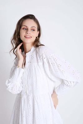French Theory Women A-line White Mini/Short Dress