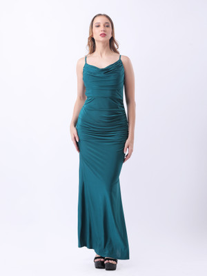 Gaiia Fashion Women Bodycon Light Blue Maxi/Full Length Dress