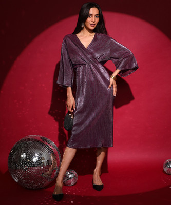 Pina Colada Women A-line Purple Midi/Calf Length Dress