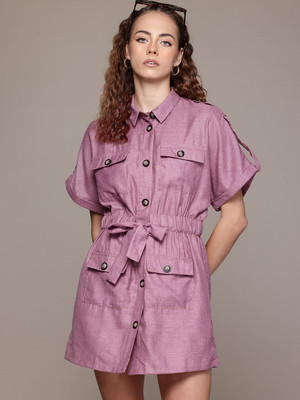 Roadster Women Shirt Grey Above Knee/Mid Thigh Length Dress