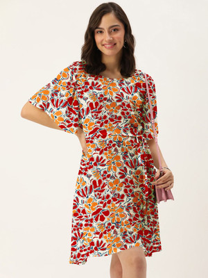 Dressberry Women A-line Yellow, Red Above Knee/Mid Thigh Length Dress