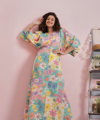 ATHENA Women A-line Multicolor Maxi/Full Length Dress