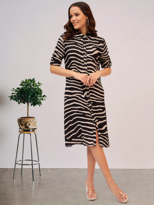 Dressberry Women A-line Black Below Knee Dress