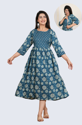 Soaring High Women Gathered Pink Midi/Calf Length Dress