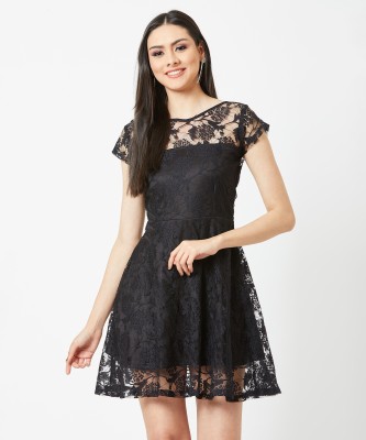 Miss Chase Women Skater Black Dress