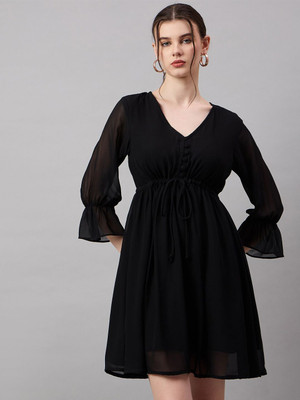 Roadster Women Fit and Flare Black Mini/Short Dress