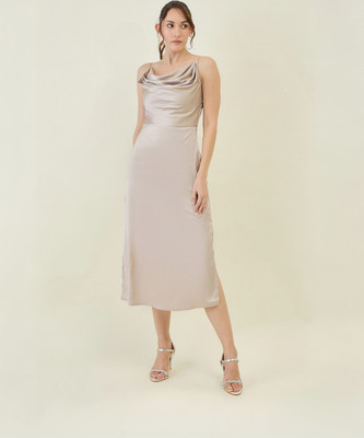 AAYU Women A-line Silver Below Knee Dress