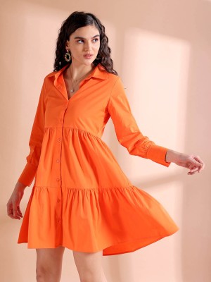 Freehand Women Shirt Orange Dress
