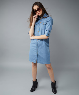 Roadster Women A-line Blue Mini/Short Dress