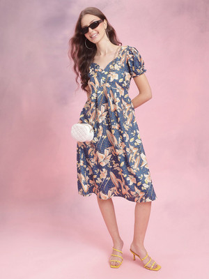 Dressberry Women Empire Waist Blue Midi/Calf Length Dress