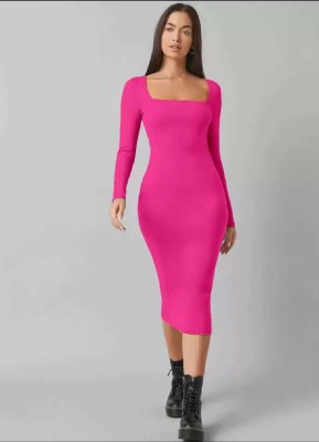 ANBICH Women Bodycon Pink Dress