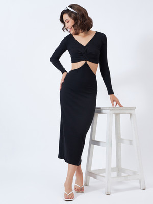 COLOR CAPITAL Women Bodycon Black Maxi/Full Length Dress