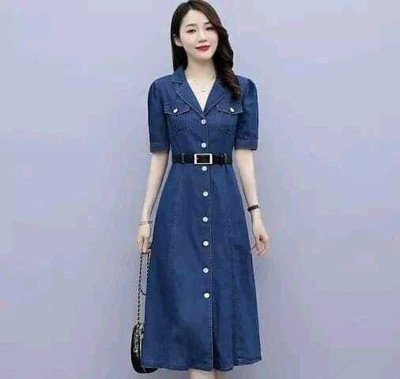 Stypose Women Fit and Flare Dark Blue Midi/Calf Length Dress