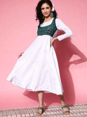Shae by SASSAFRAS Women A-line White Midi/Calf Length Dress