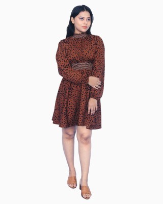 brothers collection Women A-line Brown Dress