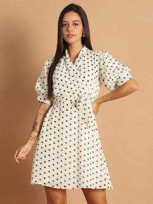 Jakanary Women A-line White Mini/Short Dress