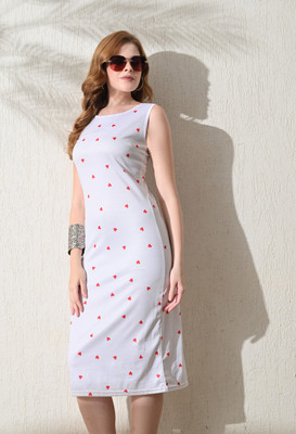 ZEUGEN Women Bodycon White Midi/Calf Length Dress