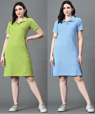 Christy World Women A-line Multicolor Below Knee Dress