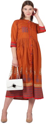 FASHIONS 360 Women Ethnic Dress Orange Dress