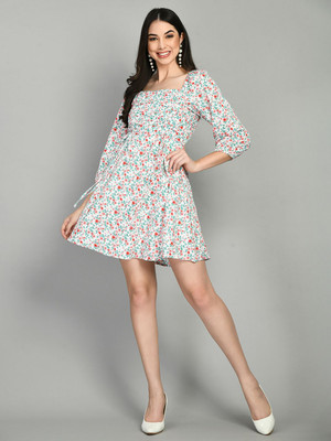 ADRIANA Women Fit and Flare Multicolor Mini/Short Dress