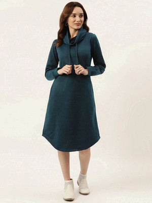 BRINNS Women A-line Dark Blue Knee Length Dress