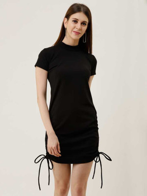 TANDUL Women Bodycon Black Above Knee/Mid Thigh Length Dress