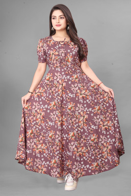 HouseOfCommon Women Maxi Purple Full Length Dress