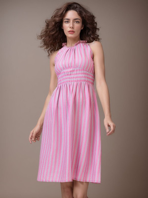 Dressberry Women A-line Pink Knee Length Dress