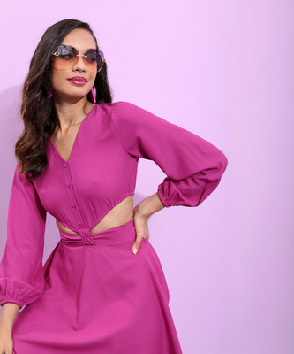 Tokyo Talkies Women Blouson Pink Mini/Short Dress