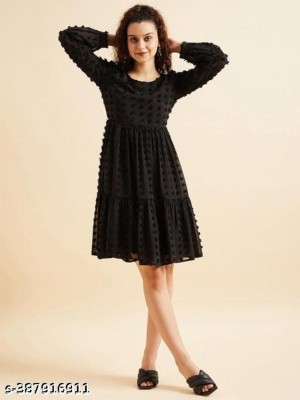 HRB Club Collection Women A-line Black Dress