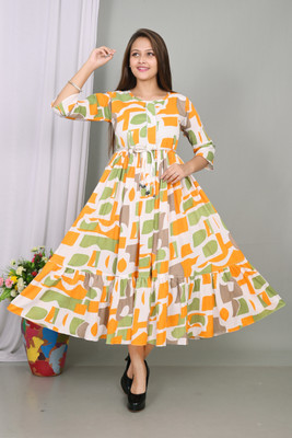 Safir Dresses Women Gown Yellow Midi/Calf Length Dress