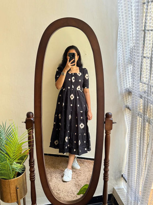 HouseOfCommon Women Gown Black Midi/Calf Length Dress