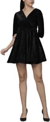 Garima Fashion Women A-line Black Above Knee/Mid Thigh Length Dress