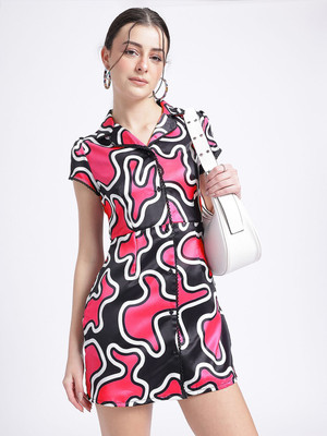 Glitchez Women Shirt Black Mini/Short Dress