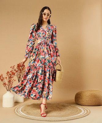OTABU Women A-line Blue Maxi/Full Length Dress